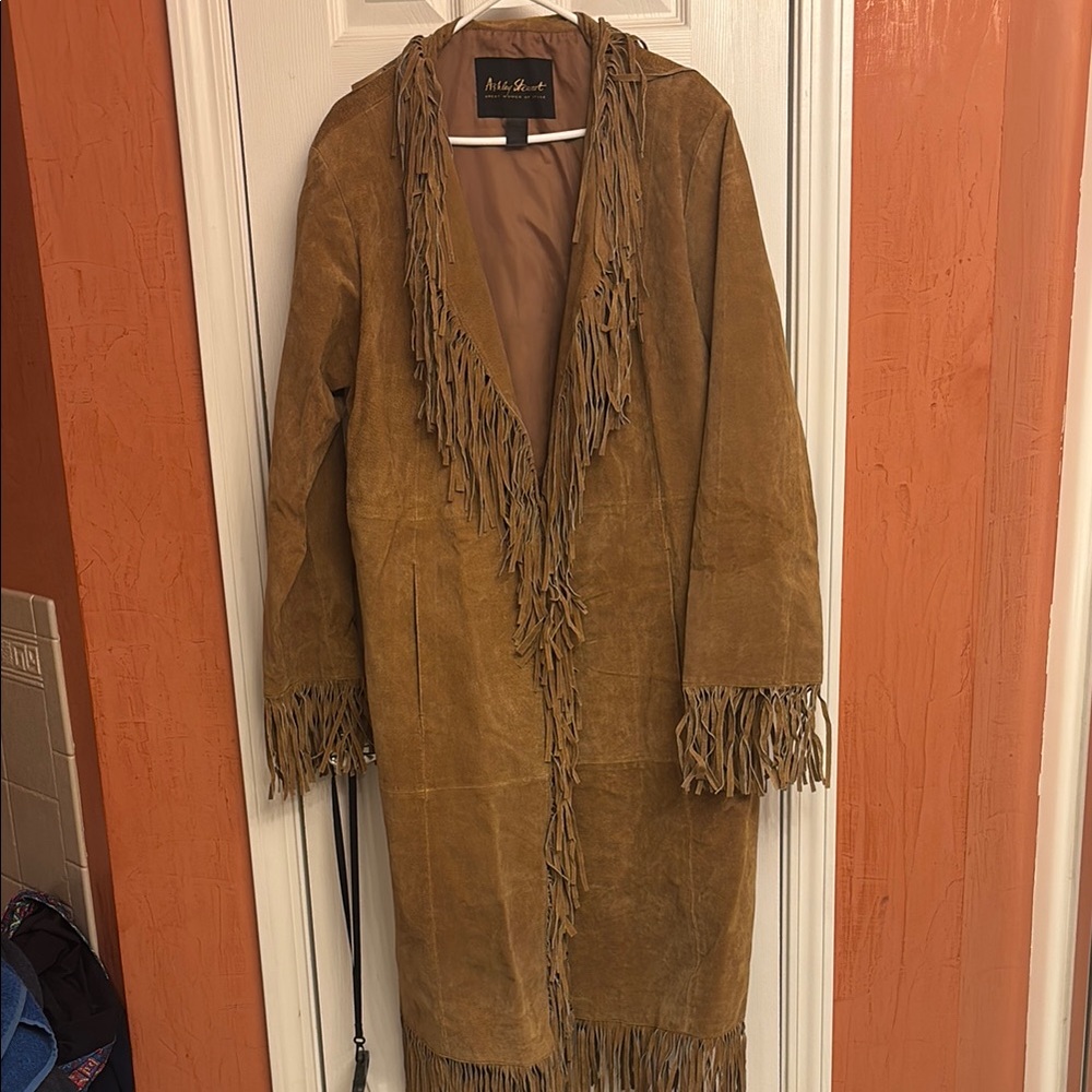 Ashley Stewart 100% Suede Fringe Coat